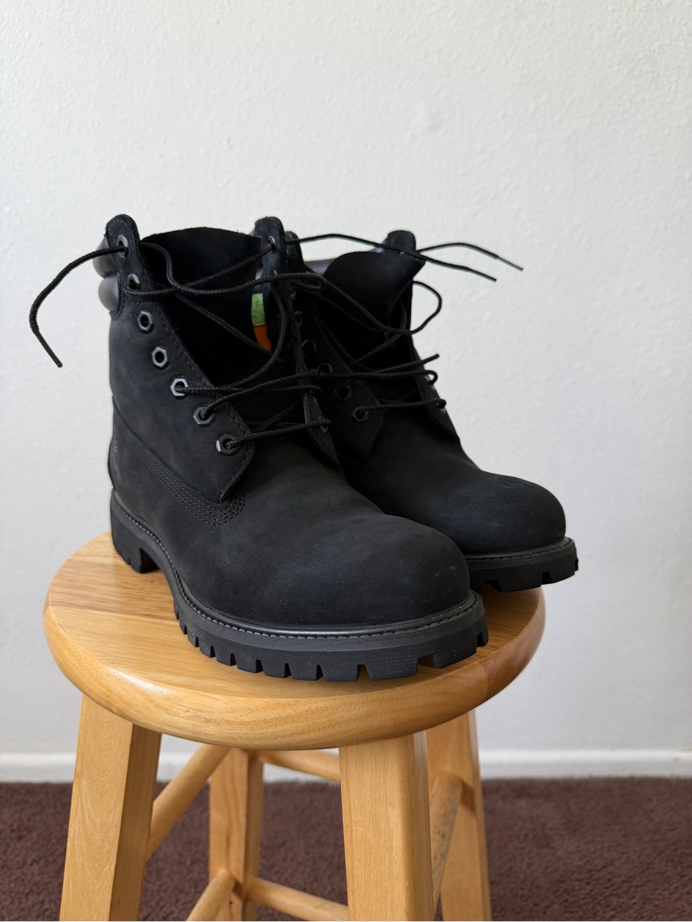 Timberland Black Lace-Up Nubuck Work Boots waterproof